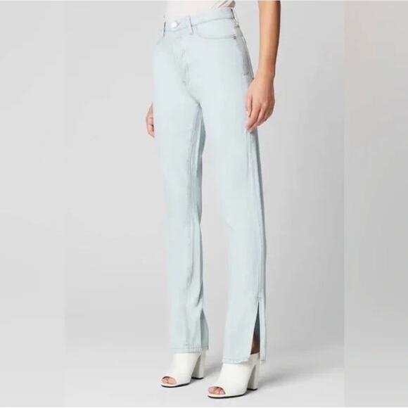 Blank NYC Denim - Blank NYC The Cooper High Rise Slim Straight Jeans 30 Light Wash Side Slit